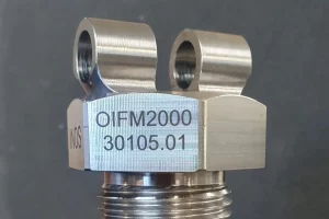 Closeup Schraubenkopf mit Laserkennzeichnung