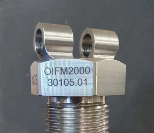 Closeup Schraubenkopf mit Laserkennzeichnung